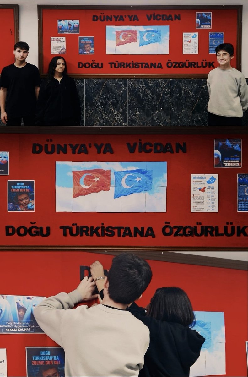 İSMET AKTAR MTAL olarak bugün öğrencilerimizle Kasım ayı "ÖZGÜRLÜK" teması için birlikte Doğu Türkistan’daki insan hakları ihlallerine dikkat çekmek amacıyla bir farkındalık panosu hazırladık.
Sessiz kalmıyoruz, vicdanımızla, kalbimizle Doğu Türkistan’ın yanındayız. 💙🇹🇷