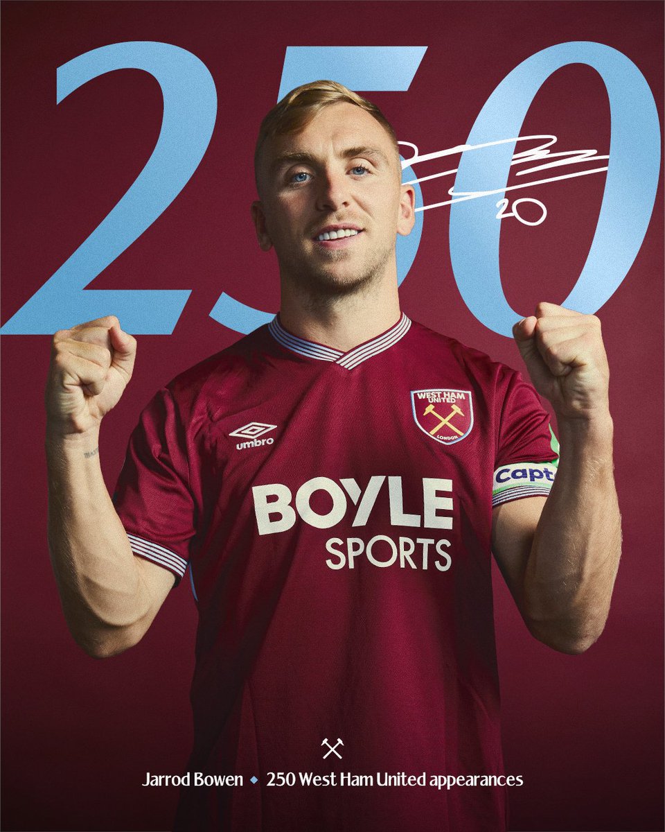 250 appearances in Claret &amp; Blue ❤️

An incredible milestone, Jarrod 👏