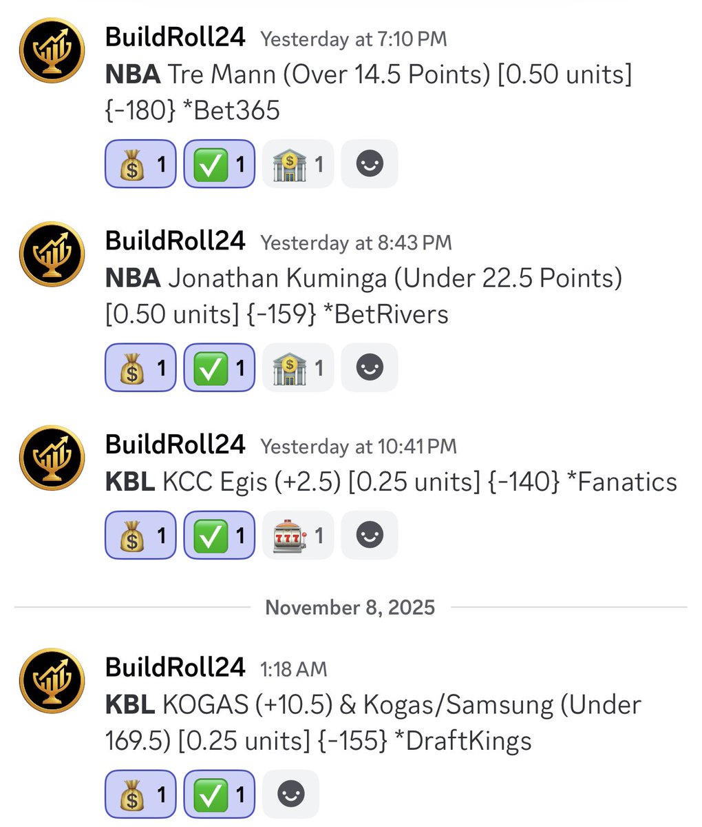 BuildRoll24's tweet photo. BOOM 💥 OVERNIGHT 🇰🇷 KBL 🏀 SWEEP 🧹 🧹 FOR VIP‼️

✅ Kogas +10.5/U169.5 💵
✅ KCC +2.5 💵

Are you seeing results like this? If not, it’s time to join my winning team!

#1 bettor in @ABLeague_ &amp; @TeasersSports 

VIP +31U

$5/30 Day VIP Trial
Promo: DCT5

#NCAAF #ABL #VVCREW https://t.co/mMnG8LZlxu