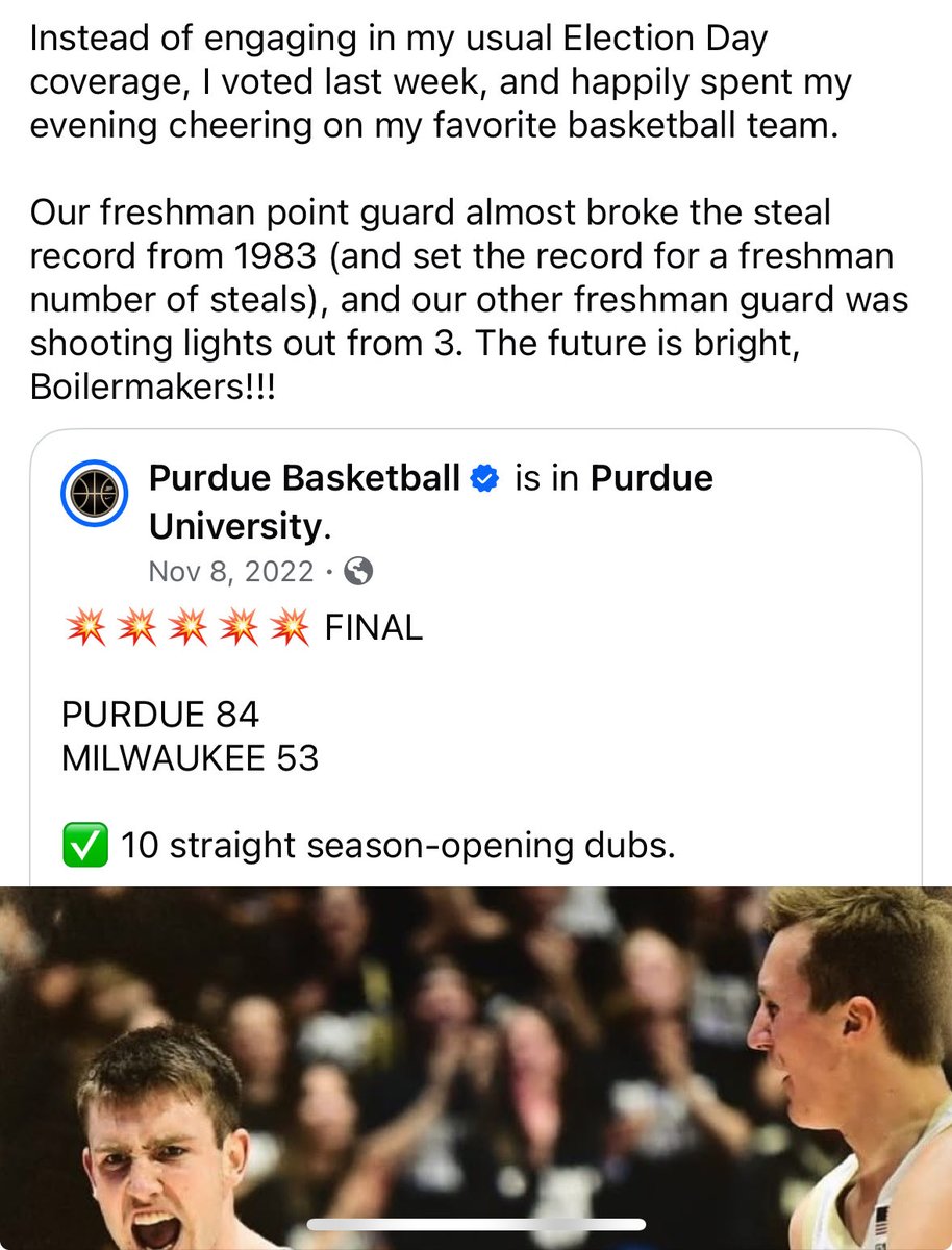 bitsycs's tweet image. Wow this memory from 2022 popped up today about @BoilerBall and the first game of that season/Braden &amp;amp; Fletcher’s first game as Boilermakers… I never would have guessed exactly how bright that future was though.