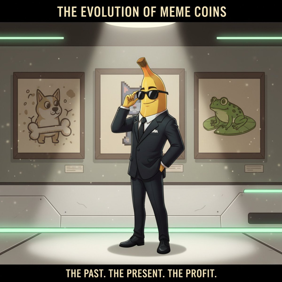 Biznana_Army's tweet image. 🍌 The Evolution of Meme Coins.

From dogs… to pixels… to frogs — every era had its mascot.
But now it&apos;s time for something fresh, fun, and built for culture.

Biznana isn’t just another meme coin —
it’s a character, a community, and a movement with personality.

The past had…