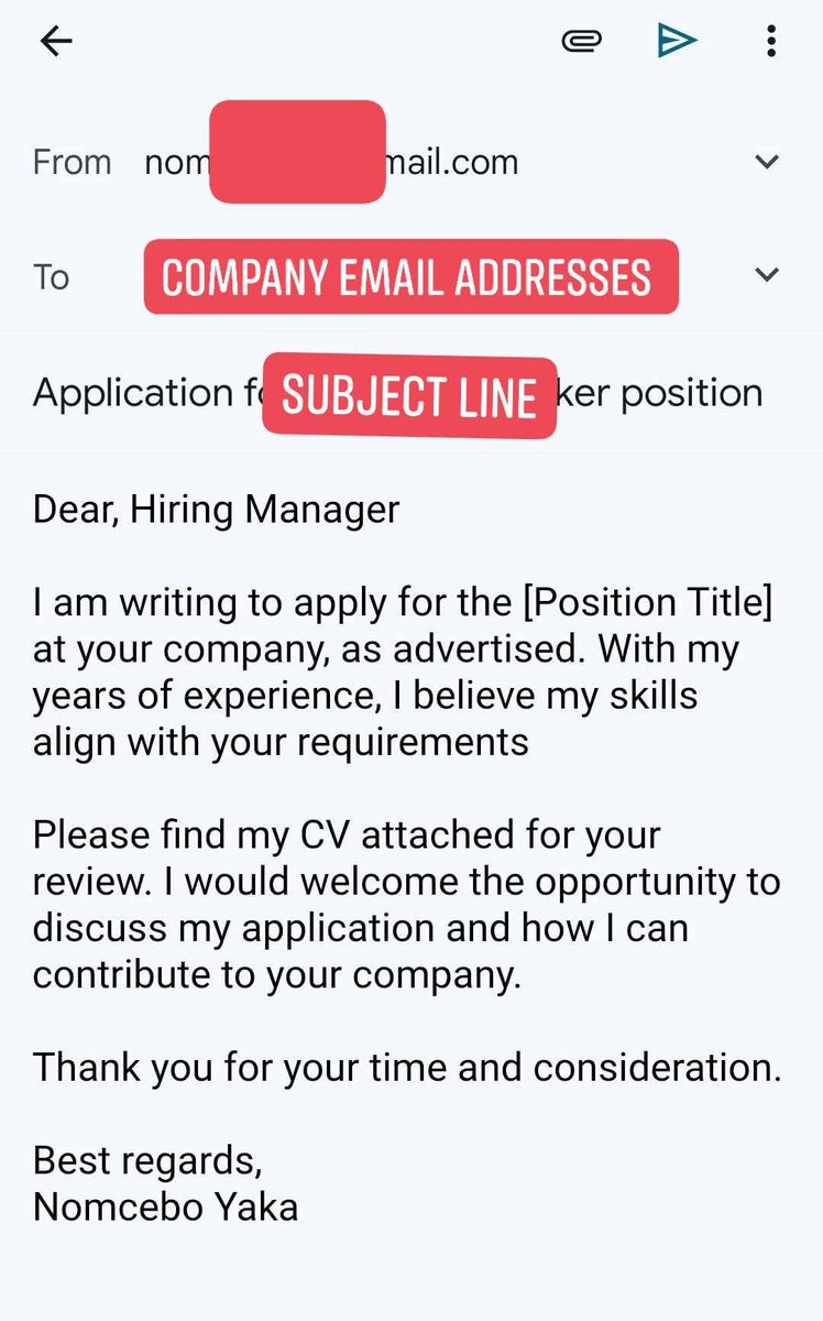 CarolBoitumelo1's tweet image. Picture 1: How to send an email for a job application when you have work experience.

Picture 2: How to send an email for a job application when you do not have any work experience.

I hope this helps you...  😊