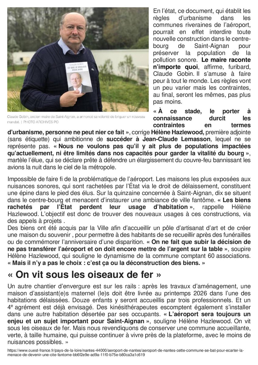 TRANSFERT - TRANSFERT - TRANSFERT
« On ne fait que subir la décision de ne pas transférer l’aéroport »
« On vit sous les oiseaux de fer »
La solution à tous nos problèmes (nuisances sonores, saturation des accès, développement économique)..."le transfert"
<a href="/Johanna_Rolland/">Johanna Rolland</a> <a href="/DGAC/">Direction générale de l'aviation civile 🇫🇷🇪🇺</a>