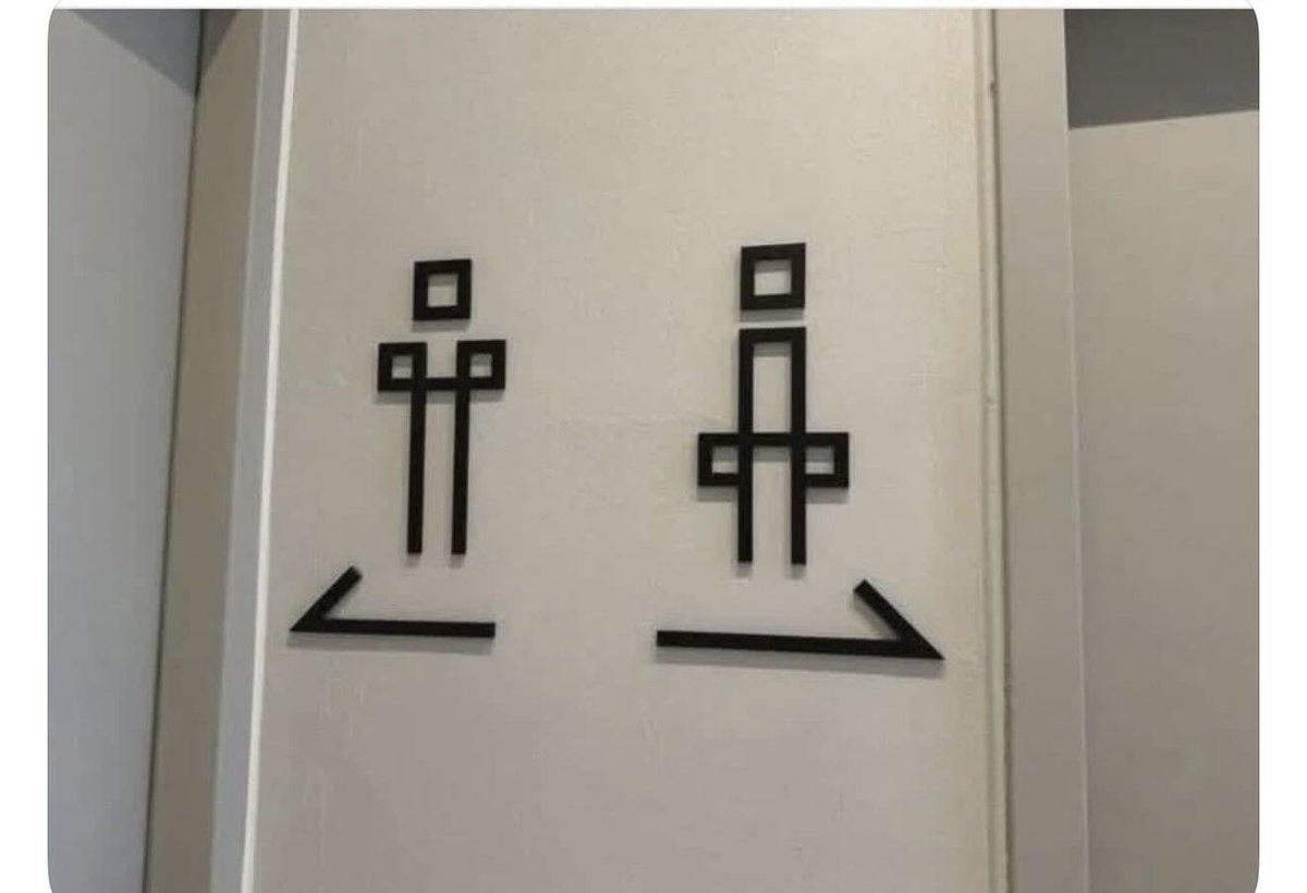 sangarciacorre's tweet photo. Me encontré con este enigma que ha generado todo tipo de dudas. Cuál es el baño de hombres y cuál el de mujeres? Justifique. https://t.co/8Wcik5qcsH