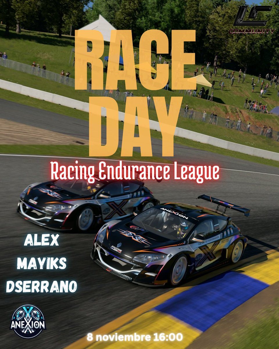 ❌RACE DAY❌

REL by <a href="/community_lc/">LC Community</a>

Drivers:
#AXN_Alex24
#AXN_Mayiks
<a href="/DanielS48176471/">DSerranoAg</a>