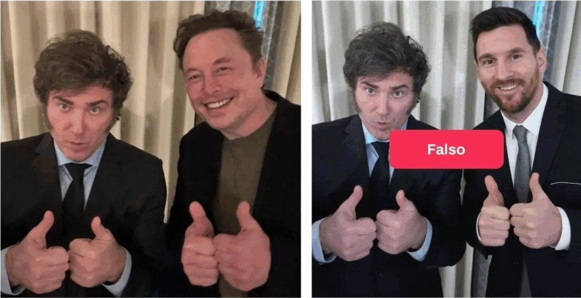 ⚠️🚨Se revela que la foto de Milei con Messi en un evento de Miami es FALSA y fue generada por Inteligencia Artificial. La imagen, que se volvió viral, no corresponde a un encuentro real.

#FakeNews #InteligenciaArtificial #Milei #Messi

venezuela-news.com/revelan-origen…