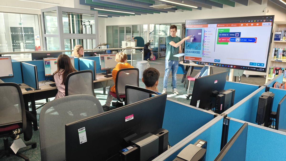 Code_Created's tweet image. Tom and I are having a fantastic day running our Code Created Coding Games workshop at the Surrey Youth Arts &amp;amp; Culture Festival at the Library Hub in Staines-Upon-Thames, working with young people.