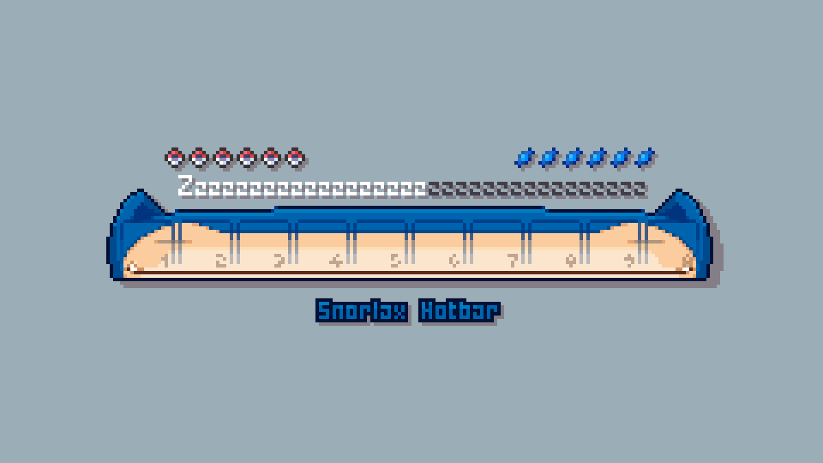 ArcanePigeon's tweet photo. Snorlax Minecraft Hotbar UI Part 2! #pixelart #aseprite https://t.co/MDYLiOFtUm