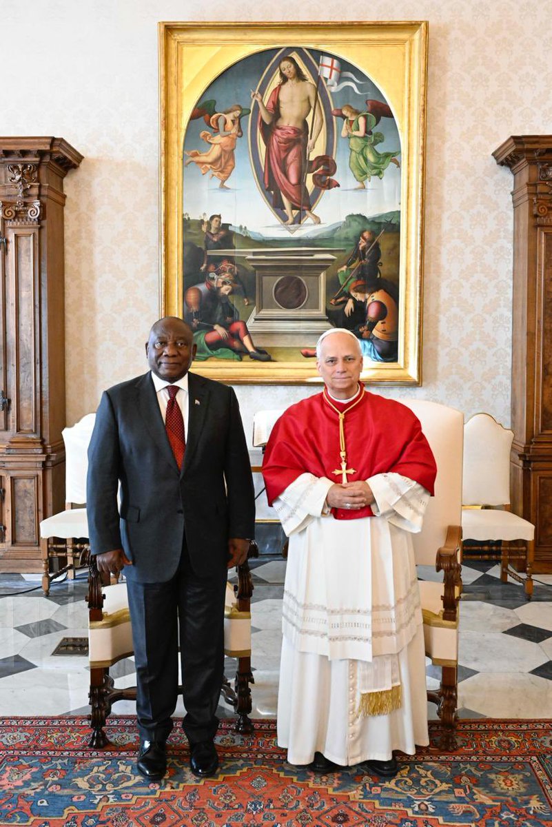 The meeting between President Ramaphosa and His Holiness Pope Leo XIV is of particular significance as it represents South Africa’s first high-level engagement with the newly appointed Pontiff. 

His ascension to papacy on 8 May 2025 provides an important opportunity to reaffirm