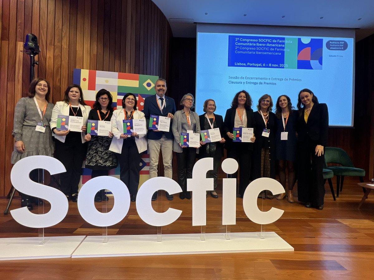 El Congreso se despide reconociendo la excelencia científica y profesional de los participantes. Durante la clausura se entregan los premios, por parte del comité científico, a las mejores comunicaciones orales y pósteres.

#SOCFIC2025 #FarmaciaComunitaria #Lisboa2025 #Premios