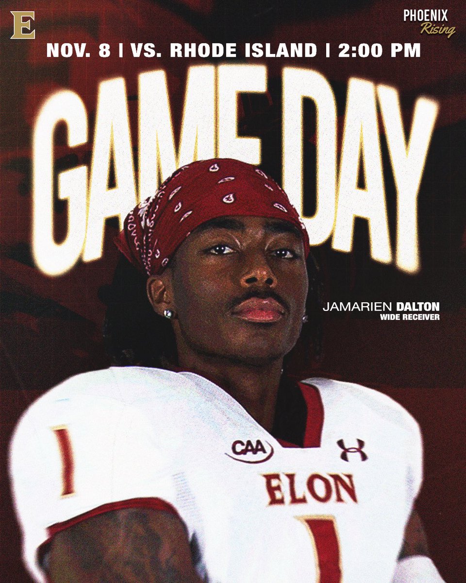 Back home with a Top-10 in the building. 

🆚 #10/14 Rhode Island 
🕑 2 PM 
📍 Elon, N.C. 
🏟️ Rhodes Stadium 
📺 tinyurl.com/bdhfhj6k
📊 tinyurl.com/bd44x862

#PhoenixRising | #AED