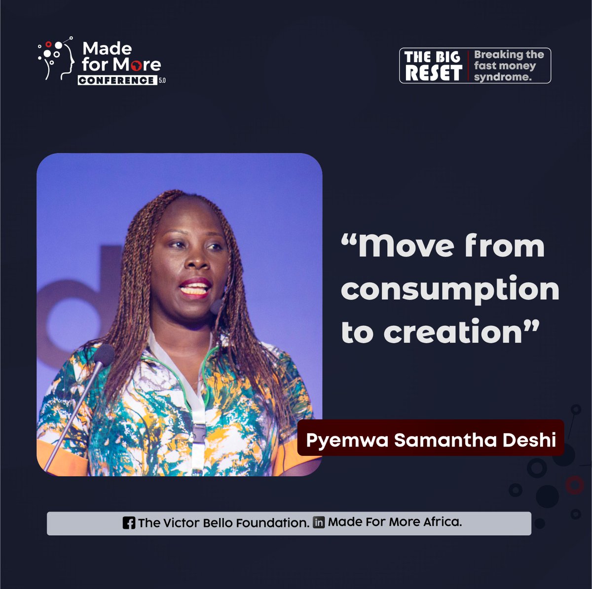 made4moreafrica's tweet image. Powerful insights from Pyemwa Samantha Deshi that stirred minds and sparked purpose. 💡🔥  

#MadeForMoreAfrica2025 #TheBigReset #MFM2025 #VBF