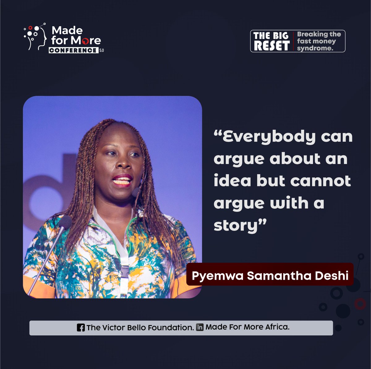 made4moreafrica's tweet image. Powerful insights from Pyemwa Samantha Deshi that stirred minds and sparked purpose. 💡🔥  

#MadeForMoreAfrica2025 #TheBigReset #MFM2025 #VBF