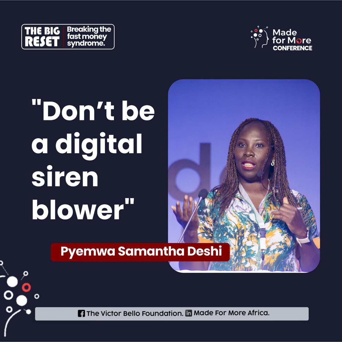 made4moreafrica's tweet image. Powerful insights from Pyemwa Samantha Deshi that stirred minds and sparked purpose. 💡🔥  

#MadeForMoreAfrica2025 #TheBigReset #MFM2025 #VBF