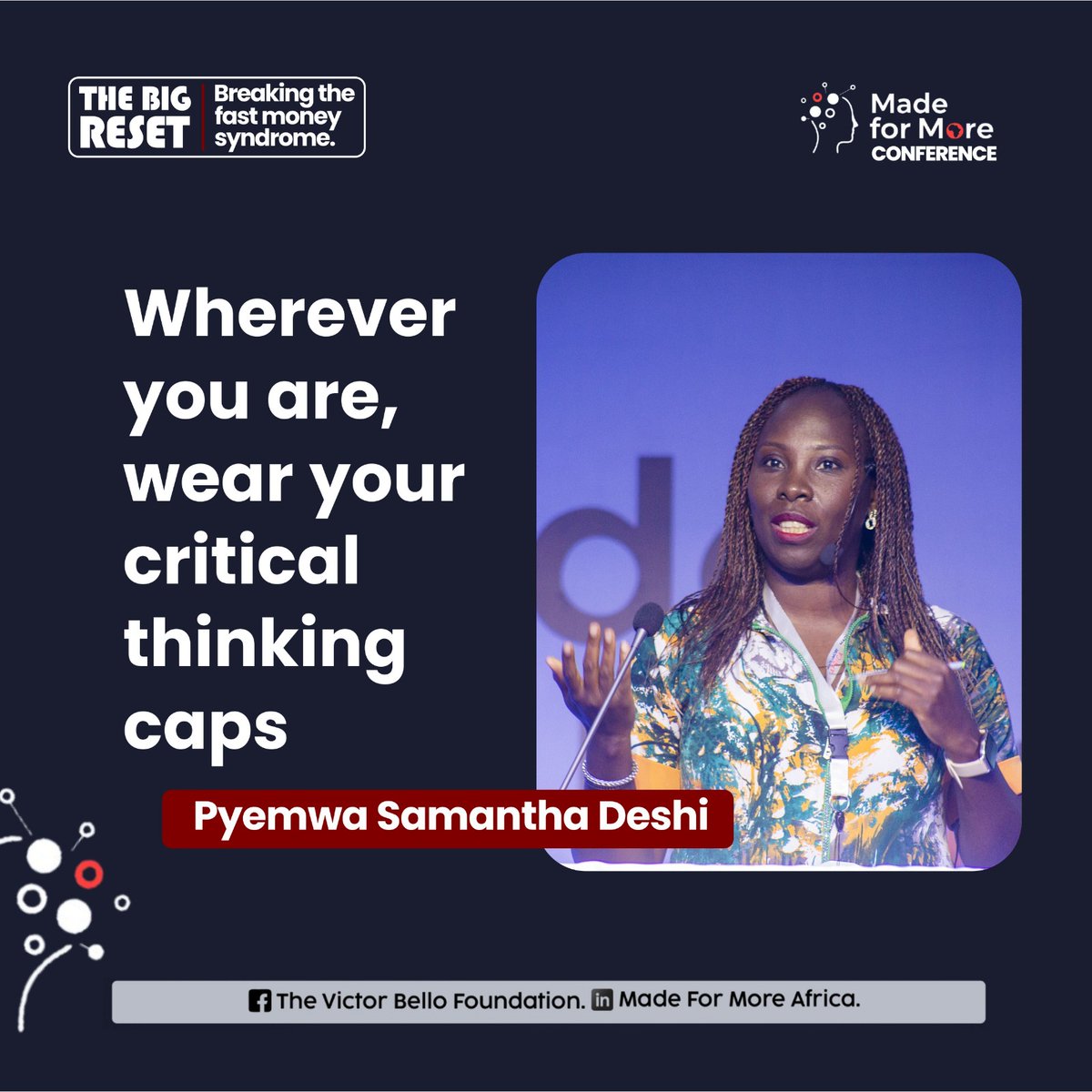 made4moreafrica's tweet image. Powerful insights from Pyemwa Samantha Deshi that stirred minds and sparked purpose. 💡🔥  

#MadeForMoreAfrica2025 #TheBigReset #MFM2025 #VBF