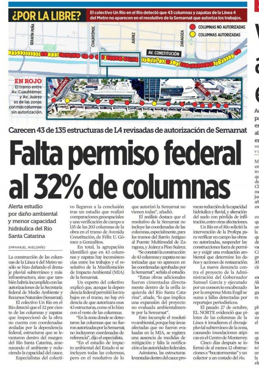 Que desastre e irresponsabilidad con la construcción de las líneas del metro. 

Siendo el metro un transporte colectivo, lo que están haciendo, pone en riesgo a la gente. 🛑🛑🛑
Nota: El Norte