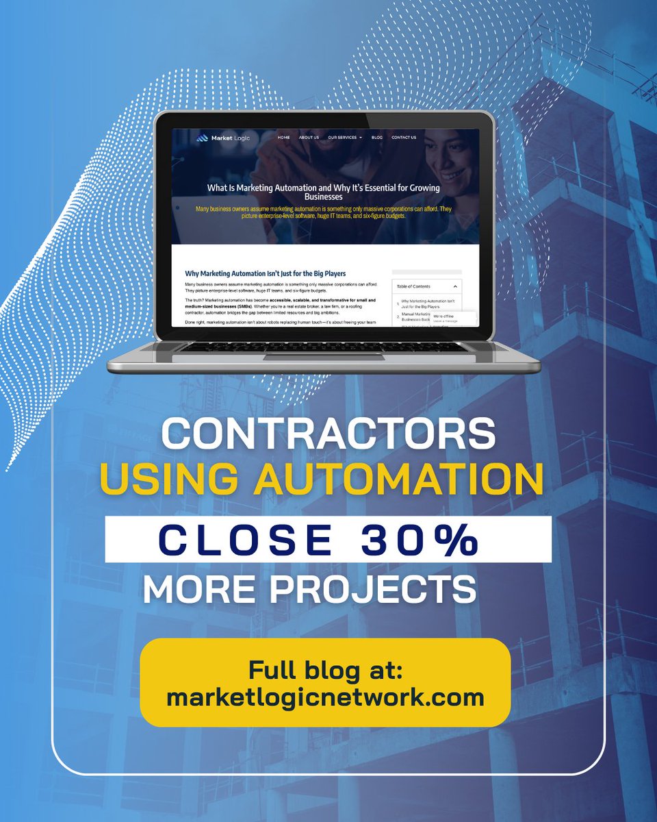 MarketLogicNet's tweet photo. Contractors don’t lose on price—they lose on speed.
Reply in 5 min = 9× more likely to convert (HBR).
Automation fixes it: fast quotes, auto-inspections, instant follow-ups.

+20% conversions, smoother pipeline.
Timing builds trust. Automation delivers.
👉 https://t.co/qsXbtto7rj https://t.co/ZTLjcscj2T