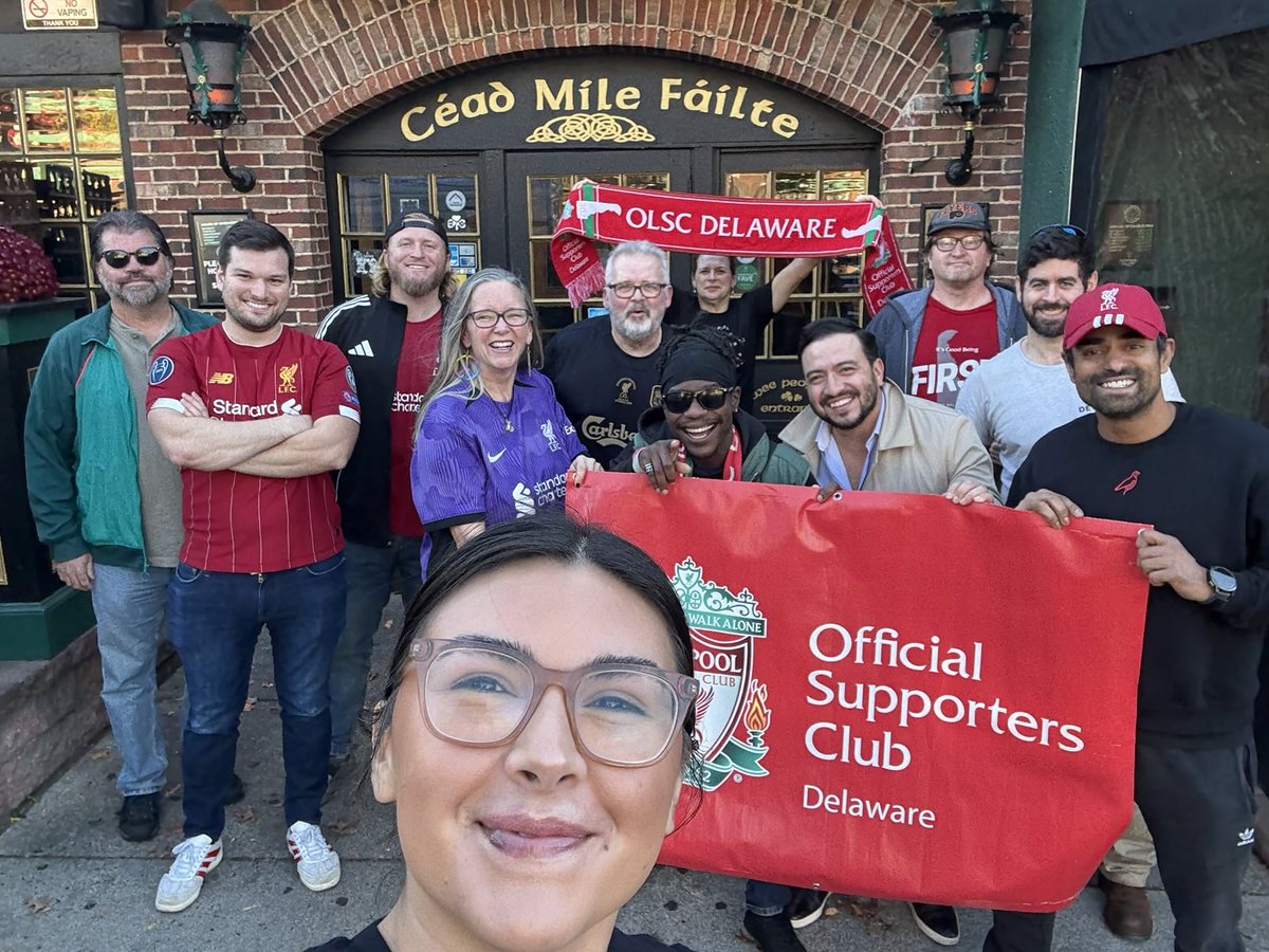 OLSCDelaware's tweet image. Hey #FirstStateReds! Looking forward to seeing you @catherinerooneys tomorrow at 11:30 for the @liverpoolfc  @premierleague match vs Man City.

@timeoffwithkathleen + Brian brought the 302 energy to Anfield -- let's keep it going! 🫶👊⚽🔴

#myplmorning 
#UTR 
#YNWA 
#OLSCFamily