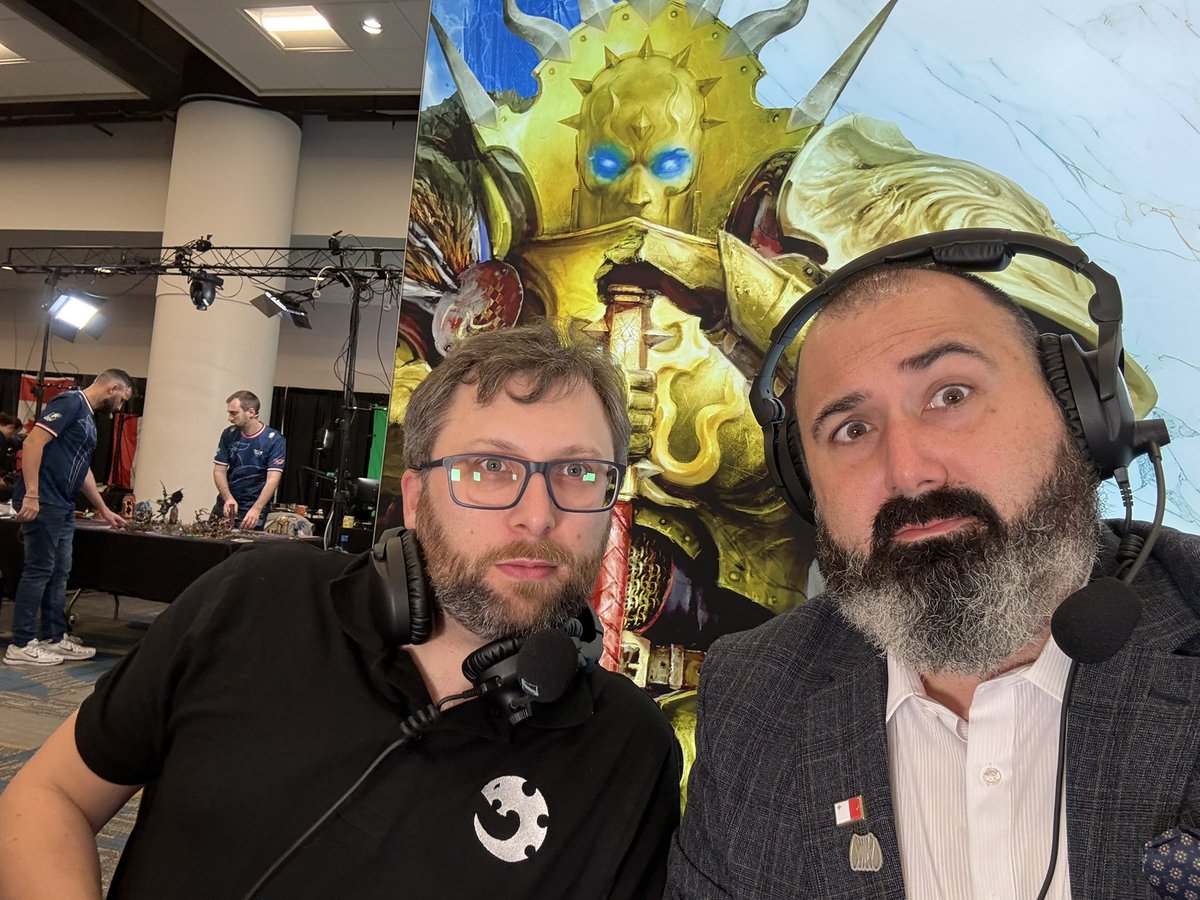 Game 5 is about to kick off on the World Championships of Warhammer. I’m joined by <a href="/ED__E/">Eddie Eccles(⚔️🔨)+🎲🎨:🍄👽🦌🏰</a> to cover AoS. Join us: youtube.com/live/7WIn_bmWC… #warhammer #ageofsigmar #WarhammerCommunity