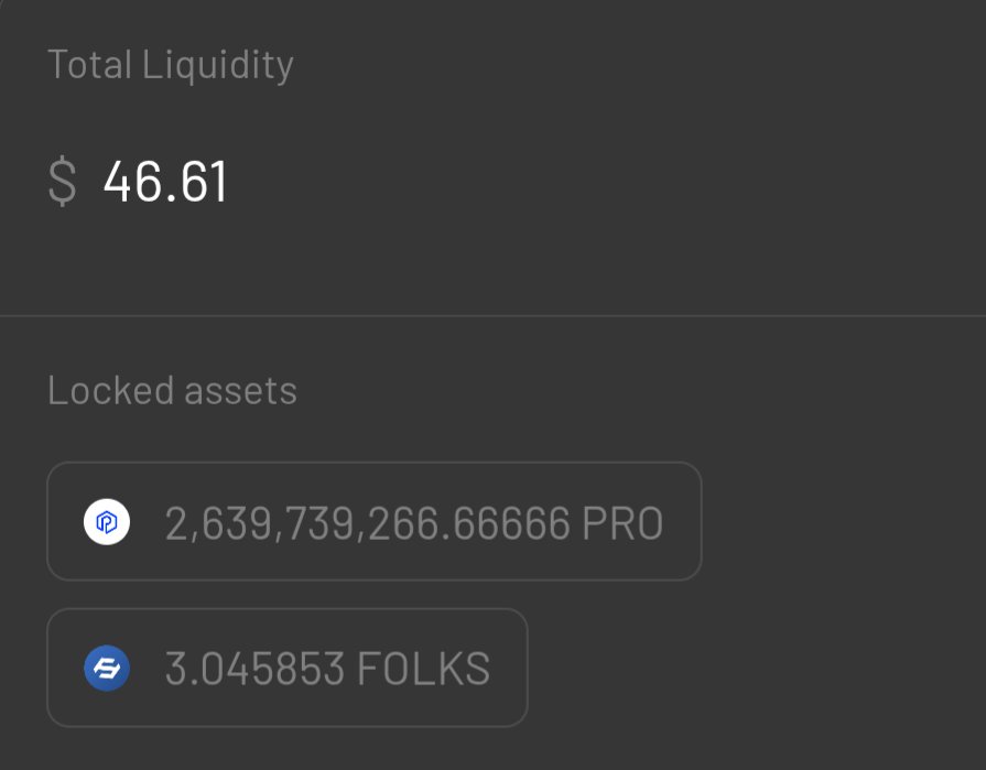 🚨 LP $FOLKS x $PRO is now live on Tinyman ! 🚨

You can now provide liquidity and help strengthen the pool 💪
Let’s build together every contribution counts.

Btw, congrats $FOLKS for bringing even more light on #Algorand 

app.tinyman.org/pool/XX5GQHGQM…