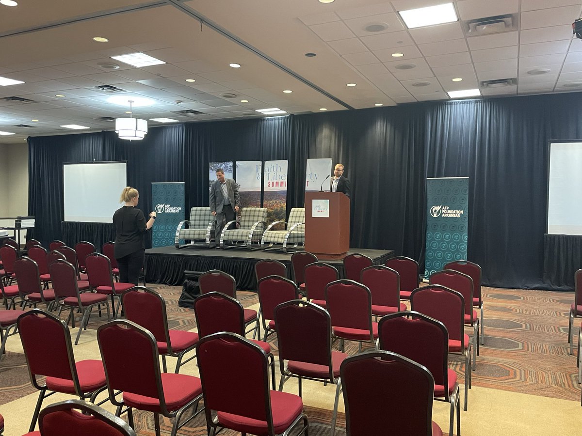 Ash8156's tweet photo. .@AFPFAR setting up for the Faith &amp; Liberty Summit with our partners at @OppArkansas &amp; more! Ideas, fellowship &amp; leaders convening to foster a more free Arkansas! https://t.co/ToKYAWYyHu