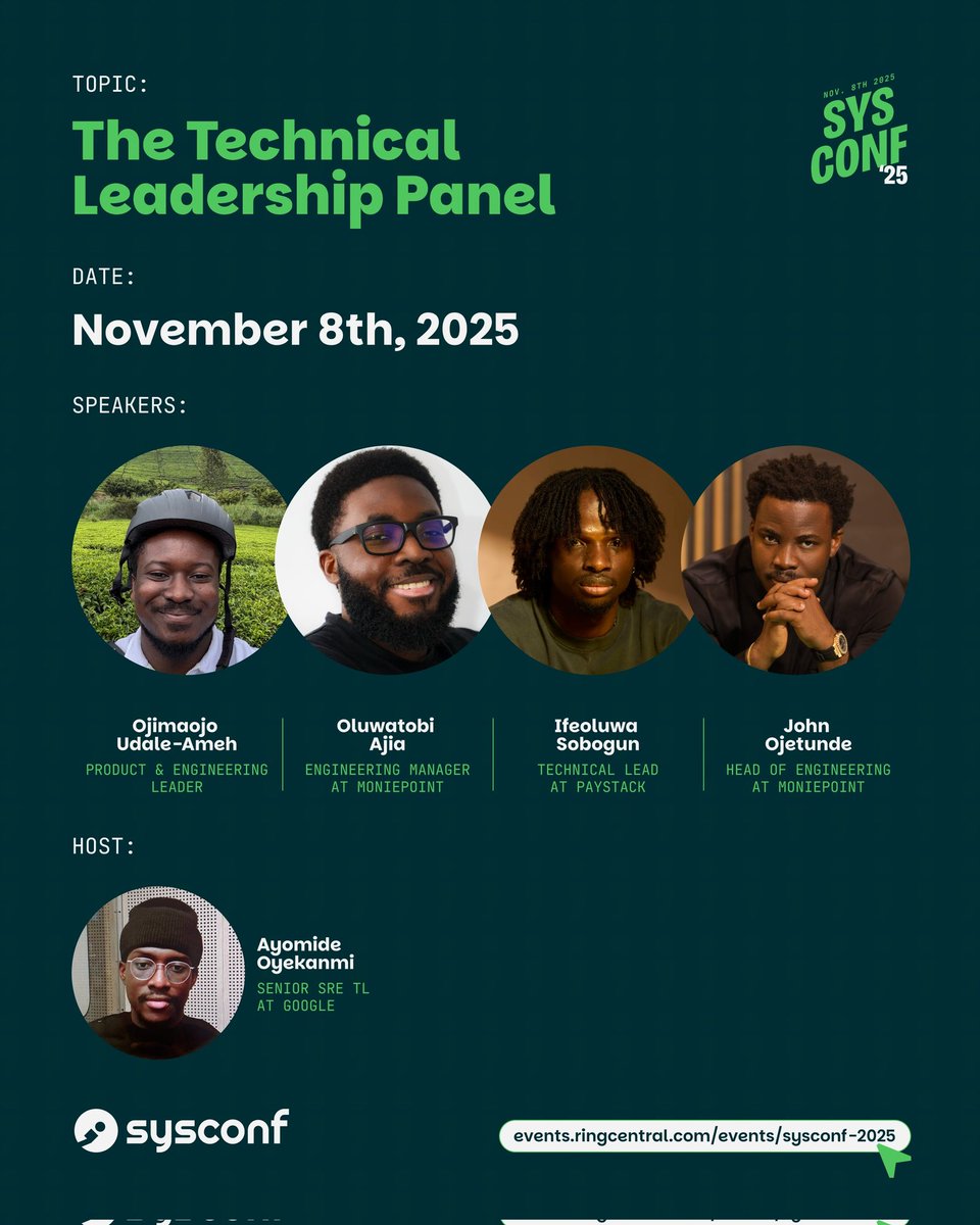 sysconf_'s tweet photo. Up Next!!!
For the first time ever, we are having "The Technical Leadership Panel" with 4 engineering leaders @uncooloj @ElTobeski @IfeSobog @johnoojetunde
Host: @_alternatewolf
#SysConf #SysConf25 https://t.co/Ow9rhUpjbS