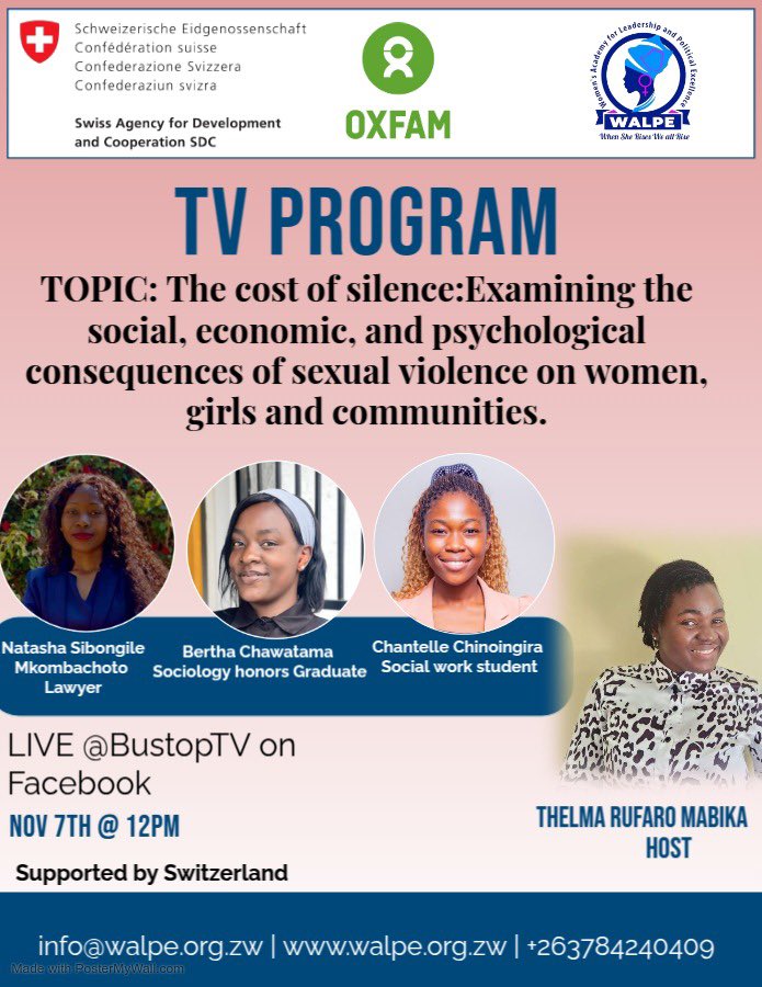 WalpeAcademy's tweet image. #TVProgram
 What is the real cost of silence around sexual violence? Yesterday, WALPE hosted an online TV discussion on “The Cost of Silence,” exploring the social, economic and psychological impacts of sexual violence on women, girls and communities. #EndGBV #EmpowerLead