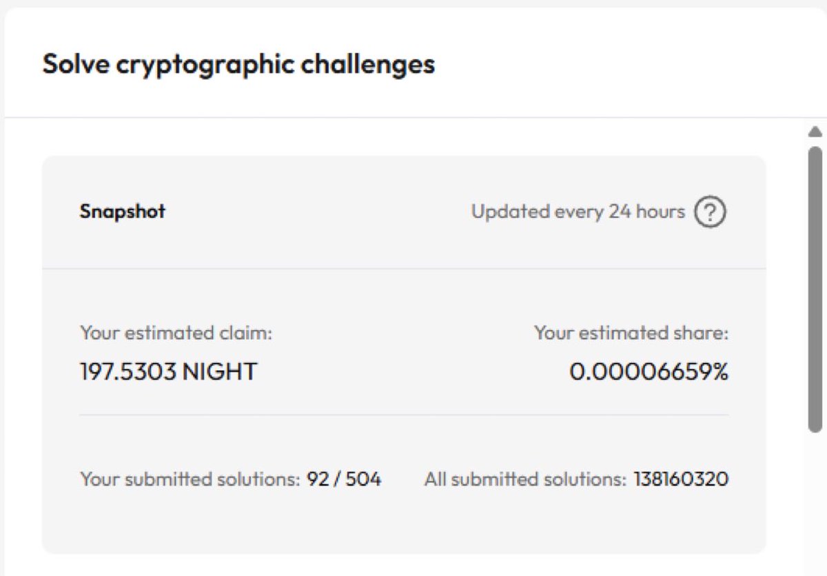 Anyone else still browser mining for $NIGHT or am I the only one left?🥲