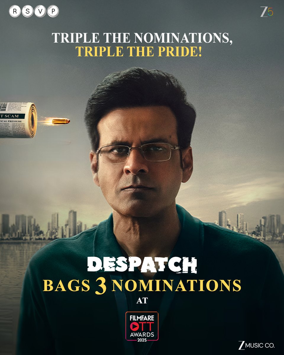 RSVPMovies's tweet photo. When journalism meets obsession, stories turn into legacies! 📰🎬
#Despatch scores 3 nominations at the #FilmfareOTTAwards2025, all thanks to you!
Vote now and make it count - https://t.co/xfKpiOuOXG https://t.co/MDBLqcWTmR