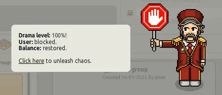 🎀 Vem ai?

🔒 Em breve nos servidores originais será possível bloquear um usuário, vejam o que os jogadores bloqueados NÃO PODEM fazer. 

- Te enviar presentes, negociar e enviar pedido de amizade 
- Visitar seus quartos 
- A pessoa bloqueada aparece como um fantasma no quarto.