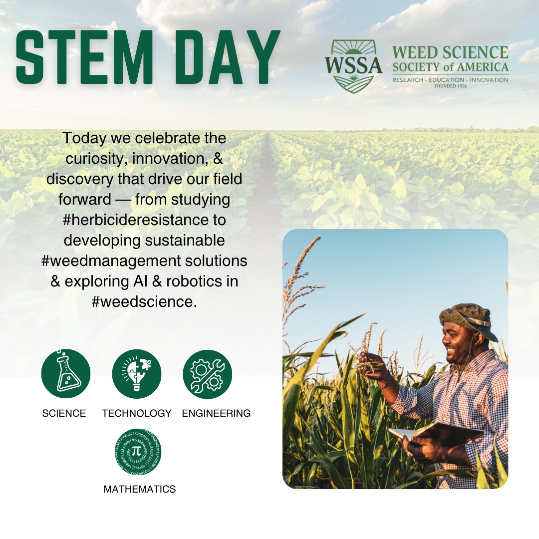 WorldofWeeds's tweet image. 🔬🌿 Happy #STEMDay from the #WSSA! 🌿🔬

We’d love to hear from you! 👉 How is your lab, classroom, or organization celebrating #STEM Day? Share your photos, events, and stories with us!

#agriculture #science #technology #engineering #mathematics