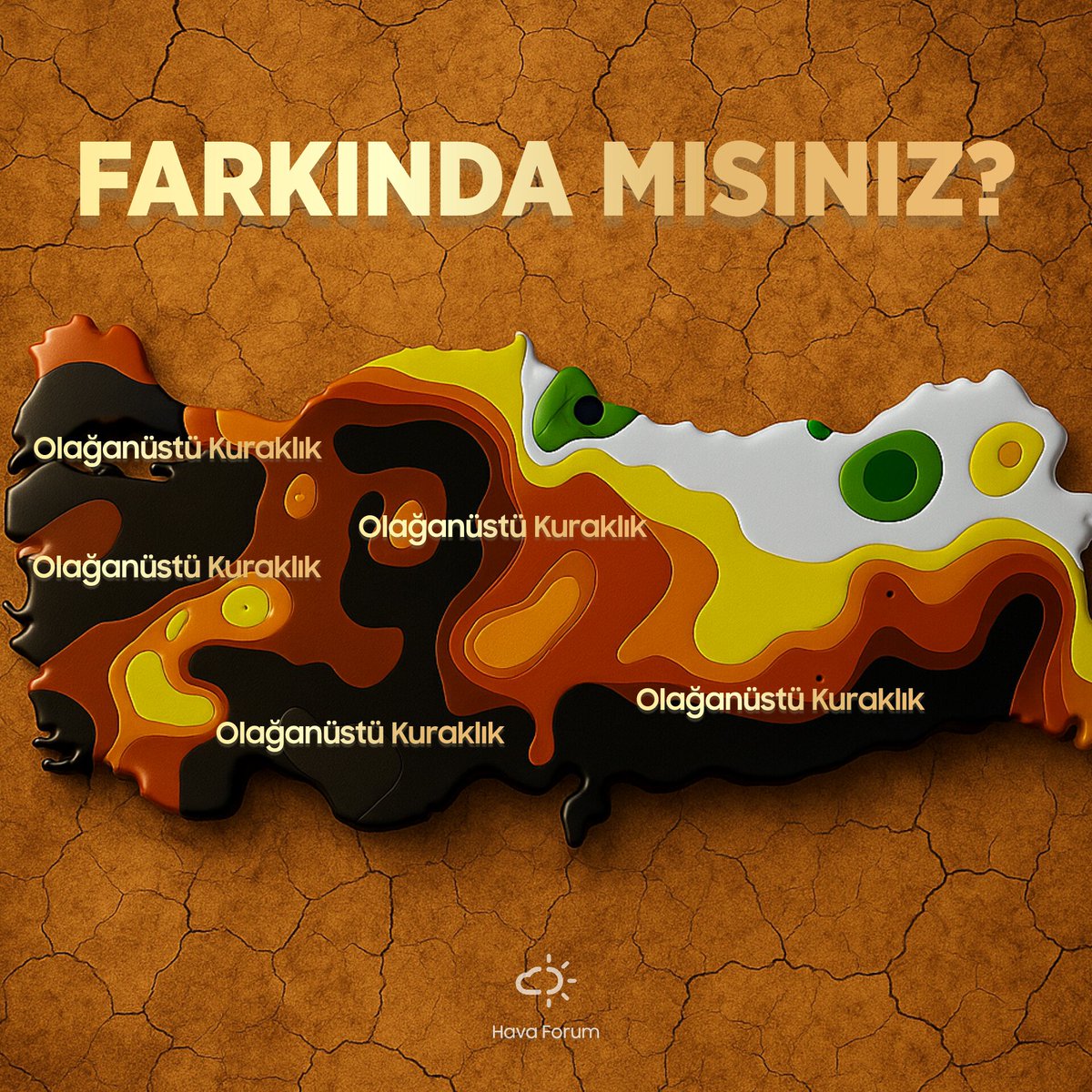 Ciddi bir sorun var, 1 dakika bakar mısınız? Bir şeyler yapılmalı.

🔻 Yağışlarımızın %50'si yok oldu.
🔻 Yer altı sularımız bitiyor.
🔻 Barajlarımız kuruyor.
🔻 Havamız kirleniyor.
🔻 Toprağımız verimsizleşiyor.
🔻 Kuraklık haritamız alarm veriyor.
🔻 Suyumuz bitiyor.