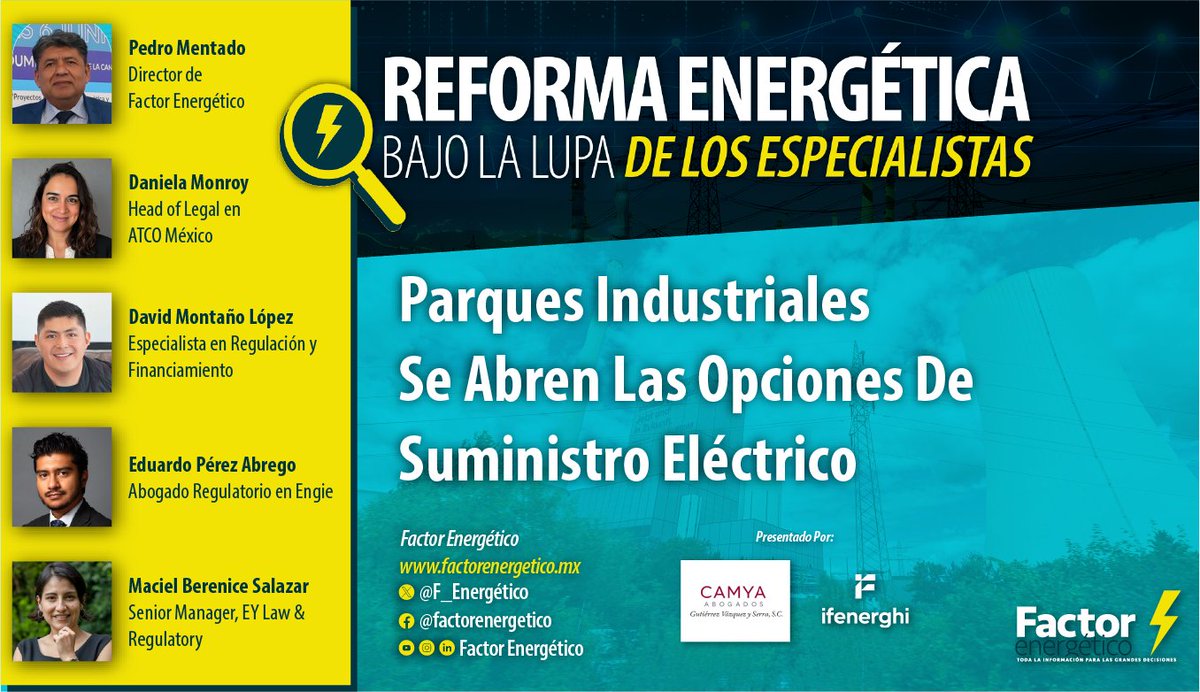 #LosEspecialistas  ✳️“Expertos analizan el futuro eléctrico de los parques industriales | Reforma Energética Bajo la Lupa"

👉👉Los panelista revisan los cambios en el suministro eléctrico para parques industriales y cómo impactarán la competitividad, la inversión y la seguridad