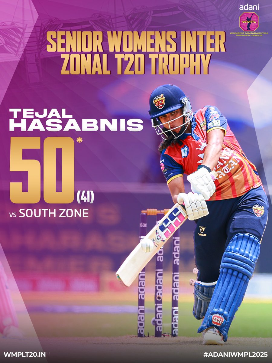 Tejal’s fifty, pure grit and a victory for the West Zone! 👏

[Adani Women’s Maharashtra Premier League, Adani WMPL 2025, Cricket, India]

#ThisIsMahaCricket
#AdaniWomensMaharashtraPremierLeague #WMPL #WMPL2025 #womenscricket #tejalhasabnis