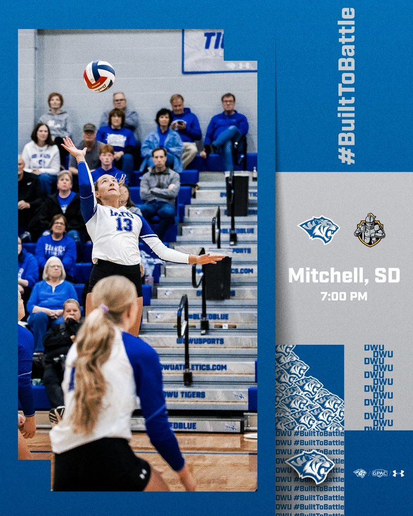 dwusports's tweet photo. ๐ | #GAMEDAY | RV @DWUVolleyball
๐ RV Dordt
๐ Christen Family Athletic Center - Mitchell, SD
โฐ 7:00 PM
๐ฅ https://t.co/uEmDMNls7q
๐ https://t.co/U4UecIfRHs
#GPACtournament ๐ฅ | #BuiltToBattleโ๏ธ https://t.co/sKzV7OTT7q