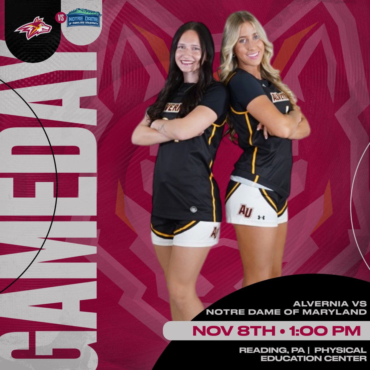 🚨GAME DAY🚨 The Golden Wolves will take on the Gators of Notre Dame of Maryland University in their season opener!! Tip-off is at 1:00 PM #auwbb #goldenwolves #earsup