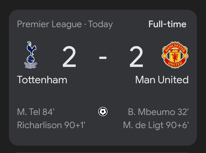 Victorugbe82410's tweet photo. Almost thought we were gonna lose this match 😞 exactly the same thing that happened last week WTF is going on. first leading then been overtooked then equalize. https://t.co/syJS8Ndv8D