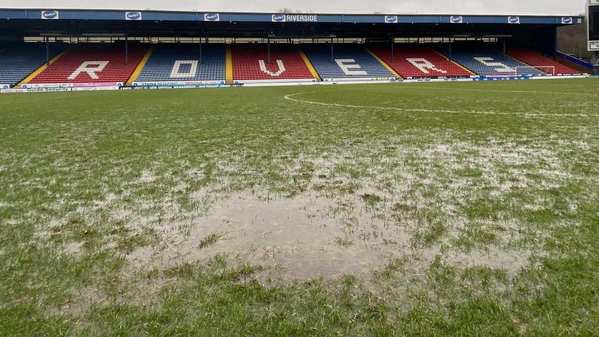 Live pictures at Ewood Park after full time. Blackburn tears causing a water logged pitch after their biggest game of the year.  #dcfcfans #rovers
