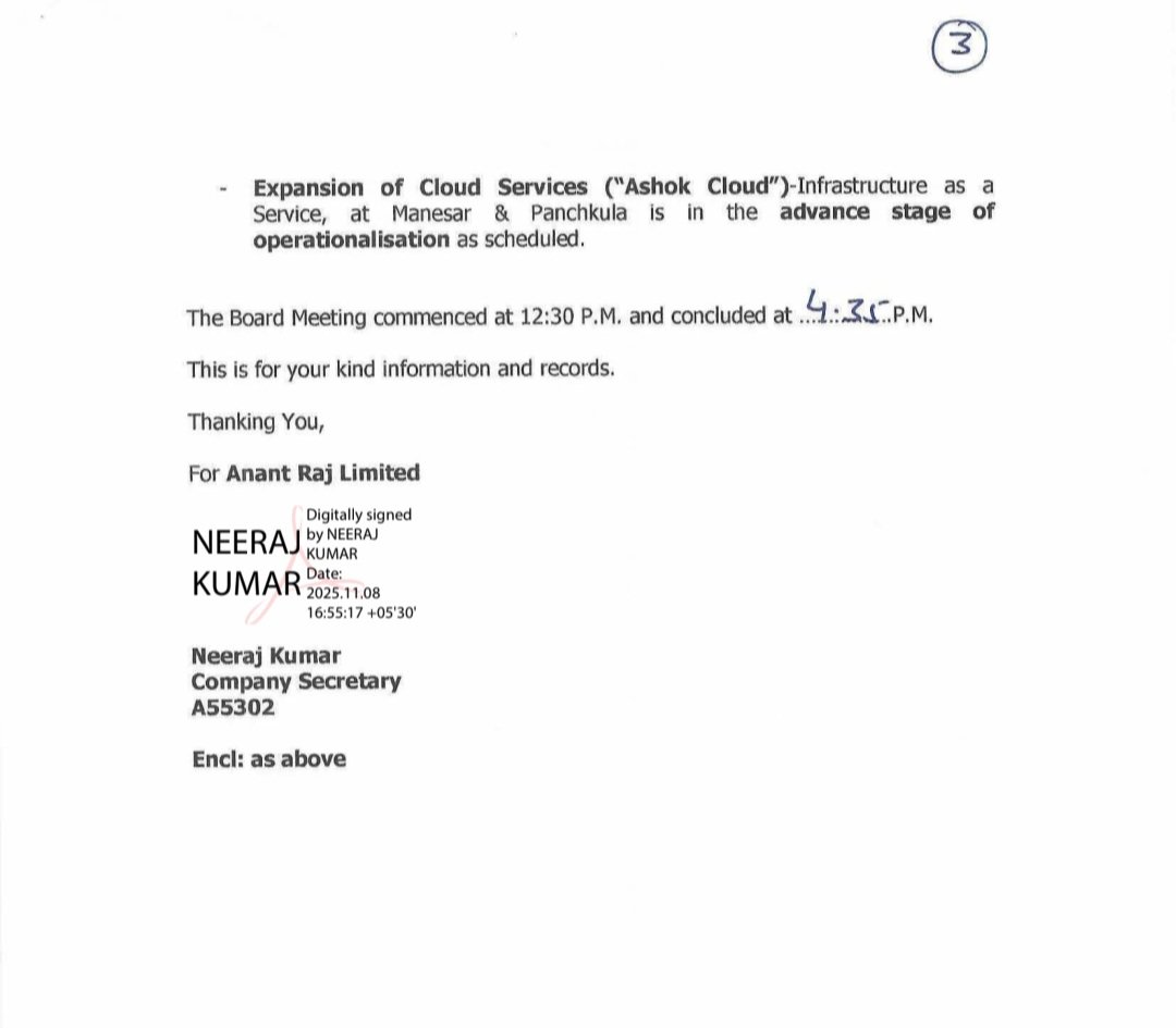 vishan_khadke's tweet image. Anant Raj Q2FY26 Key Updates

1. Completed QIP of 1100 Cr
2. Company is net cash positive
3. Real estate progressing well with few launches in FY26
4. DC Capacity - Targeting 117 MW IT load by FY28
5. 20 MW load commencement at Sonipat and Rai
6. Expansion of IaaS in advanced…