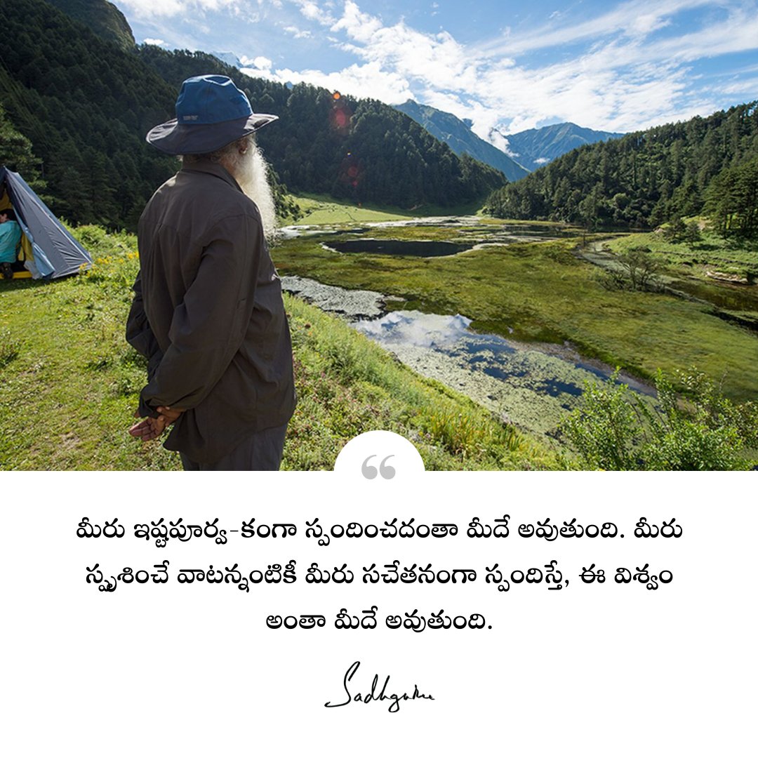 Sadhguru_Telugu's tweet image. మీరు ఇష్టపూర్వ-కంగా స్పందించదంతా మీదే అవుతుంది. మీరు స్పృశించే వాటన్నంటికీ మీరు సచేతనంగా స్పందిస్తే, ఈ విశ్వం అంతా మీదే అవుతుంది.

#Sadhguru #SadhguruTelugu #Conscious #Universe #SadhguruQuotes