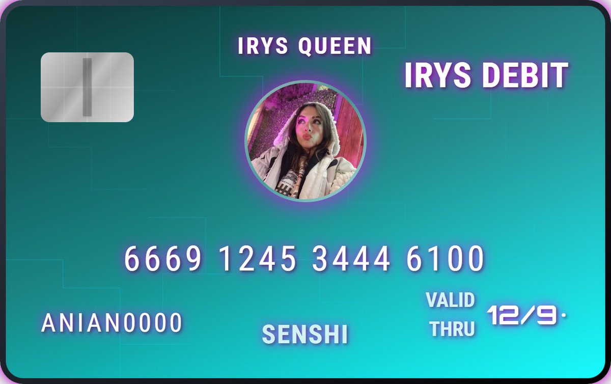 Proof of <a href="/irys_xyz/">Irys (✧ᴗ✧)</a> card.  

Create Your  IRYS Card Here :  
IRYSDEBIT.NETLIFY.APP