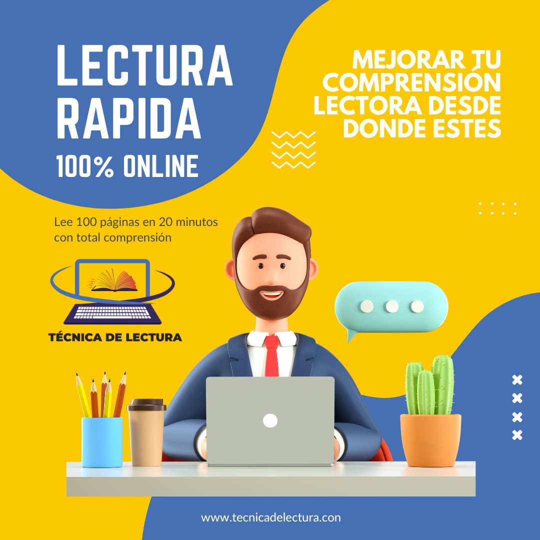 Tecnica_Lectura's tweet image. Mejora tu comprensión lectora desde donde estés.
Lee más rápido, entiende más y estudia mejor.
 tecnicadelectura.com/tecnica-de-lec…
#LecturaRápida #ComprensiónLectora #EstudioEficaz