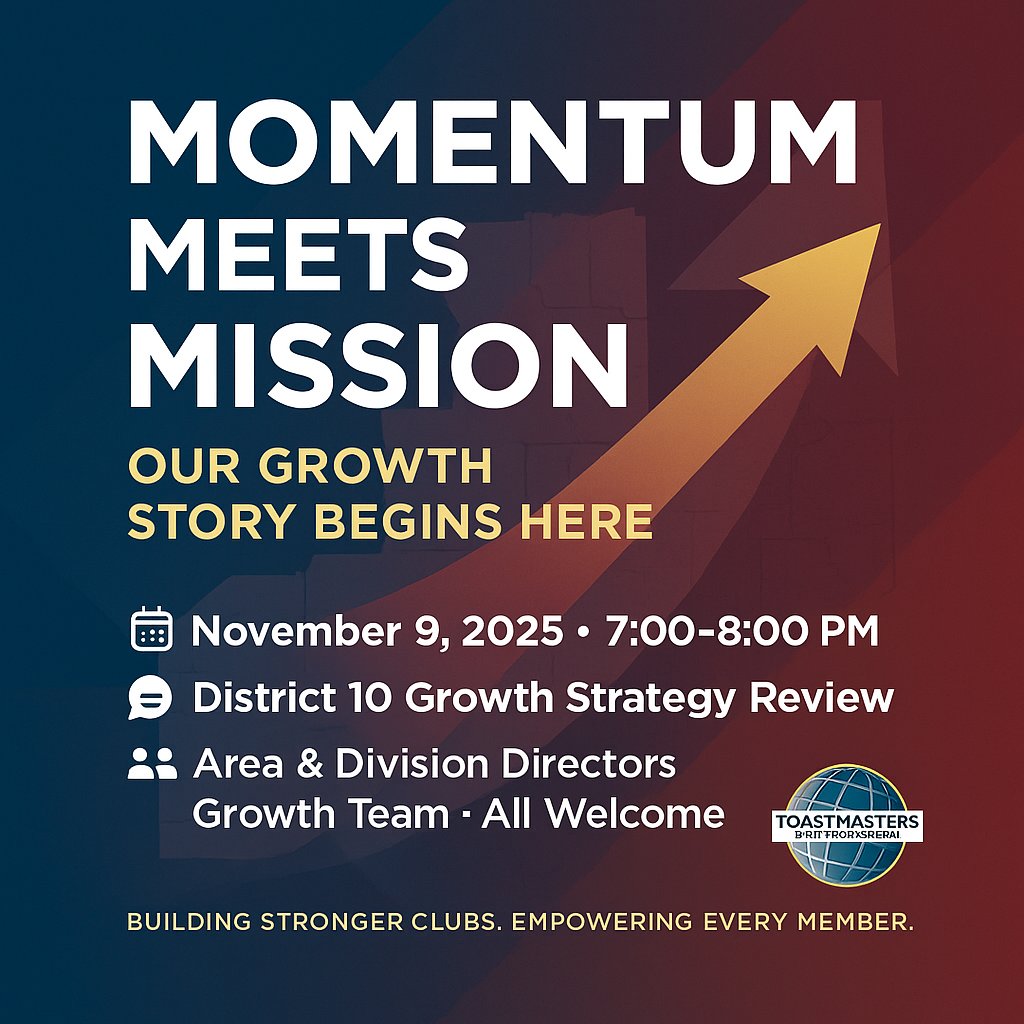 📷 Momentum Meets Mission: Our Growth Story Begins Here.  Join us Sunday, Nov 9 at 7 PM for the District 10 Growth Strategy Review!

Let’s build momentum together — because when we align mission with action, everyone wins.

us06web.zoom.us/meeting/regist…