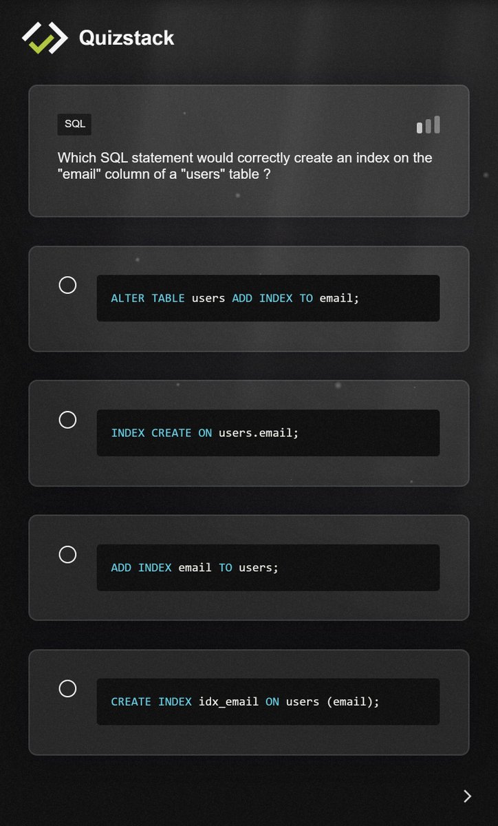 quizstackapp's tweet image. Are you familiar with SQL language ?

Learn more technical tips on quizstack.io 🥋