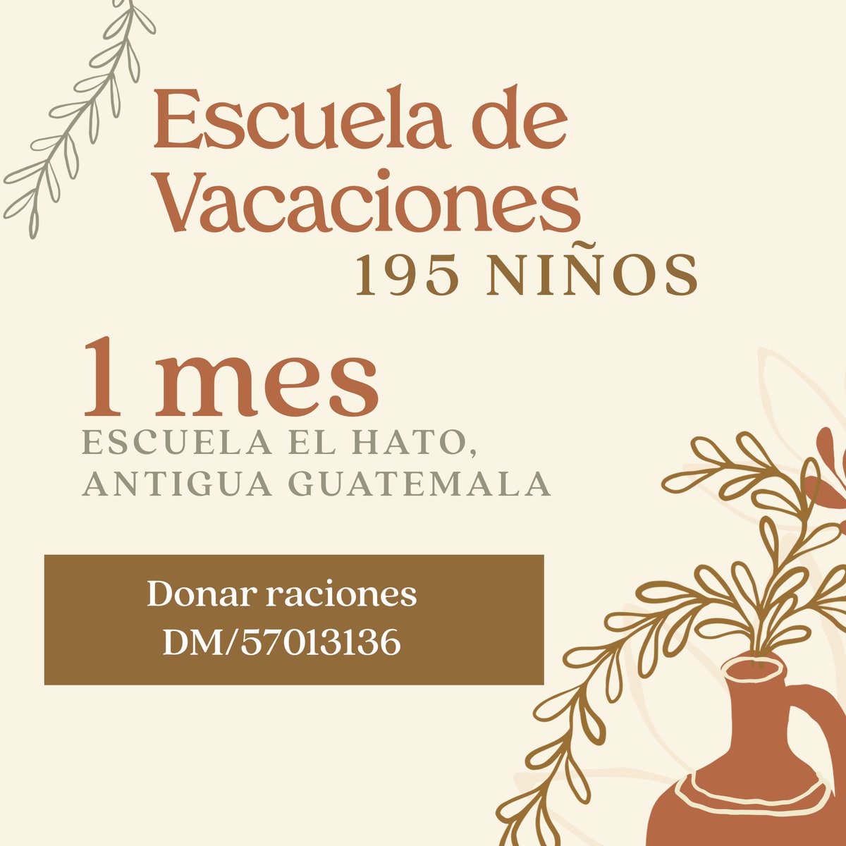 Los niños de la escuelita de El Hato van a recibir cursos (incluyendo Inglés) a partir del 10 de noviembre. 

Están emocionados y esto de poder aprender mucho en vacaciones es importante.

Necesitan raciones de cositas para la refacción. Si alguno de ustedes trabaja en algún