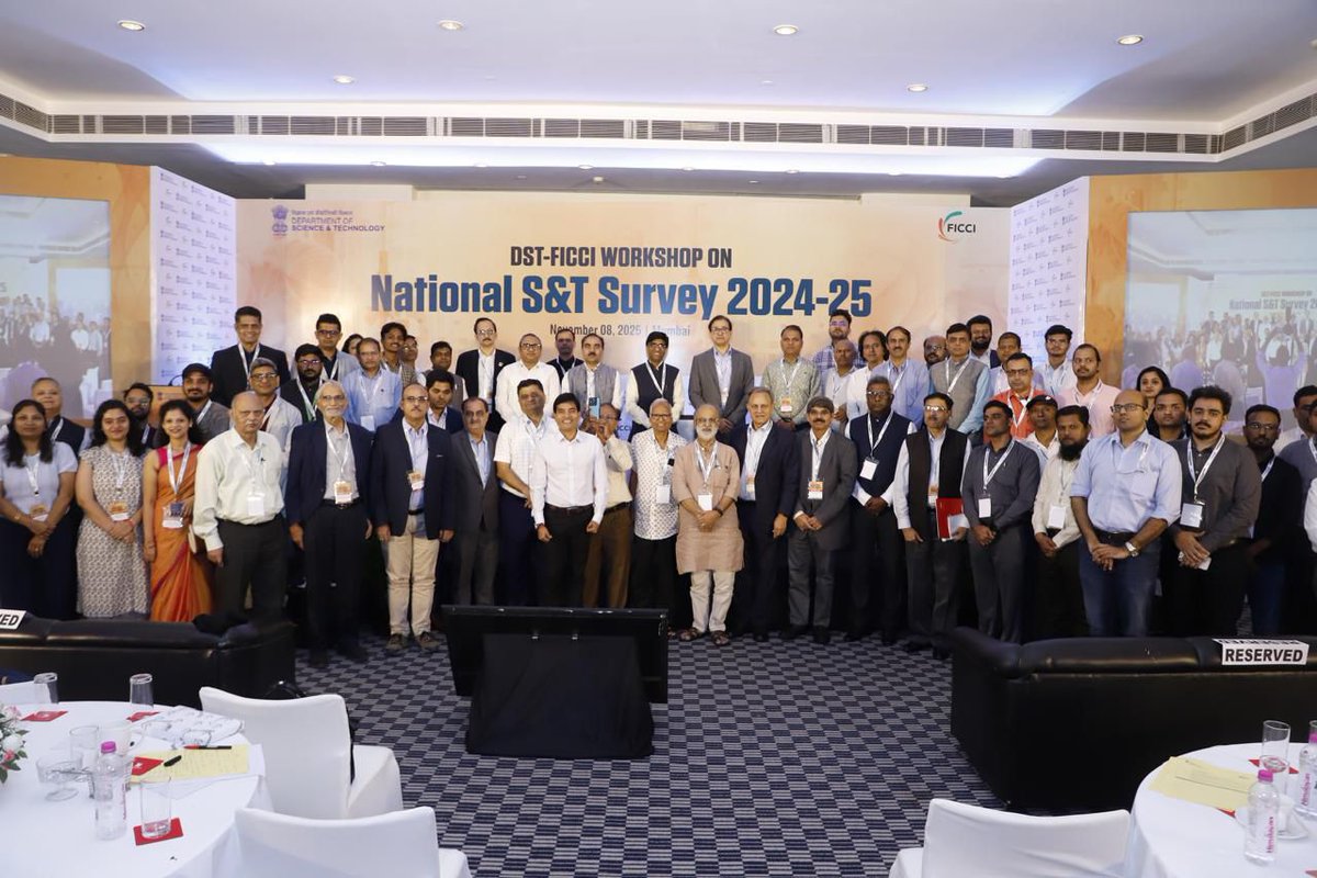 karandi65's tweet image. A workshop on National S&amp;amp;T Survey 2024–25 was organized by @IndiaDST in collaboration with @ficci_india in Mumbai to sensitize industry to share relevant R&amp;amp;D data as a national responsibility.