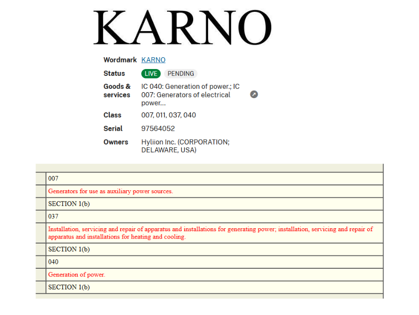 hyliionaire's tweet photo. Both the #KARNO™ and #HyperTruck™ trademarks have been approved by the @uspto for @Hyliion $HYLN

To finalize registration, a "Statement of Use" for #KARNO™ was filed on Aug 6, 2025, proving its use in commerce by federal law.

Where #HyperTruck™ is going to be used?🤔🚛 https://t.co/aRUs0If9Kq