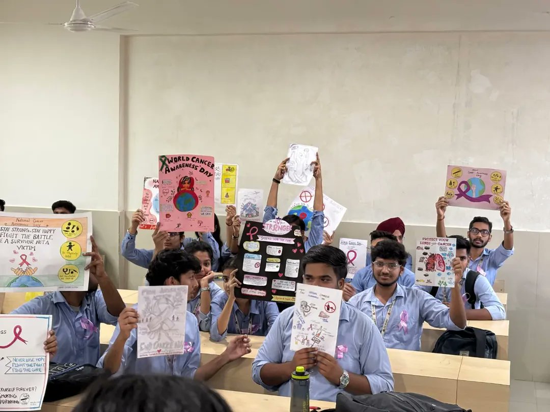 yuktikulaglbitm's tweet photo. On #NationalCancerAwarenessDay🎗️,Yuktikula hosted a Poster-Making Competition where students turned colors into messages of hope, prevention & awareness. 💜
Let’s keep spreading knowledge & support the fight against cancer.
#AwarenessThroughArt #HopeInColors #TogetherForACause https://t.co/KeDf2Be8Pa