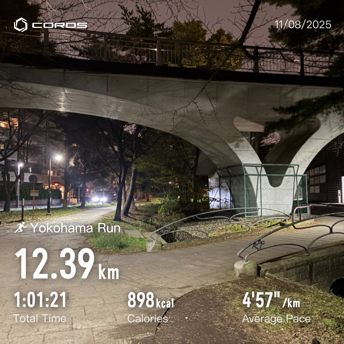 ラン
　E61分
　(11月合計105km/T56分)
#サブエガ  #coros #pacepro