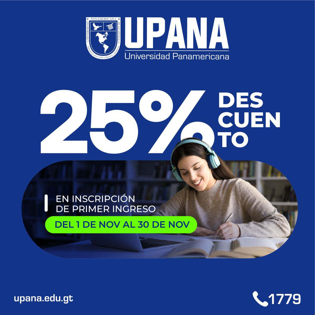 Un gran futuro empieza con una gran decisión 💙
Aprovecha el 25% de descuento en inscripción de primer ingreso y da el paso hacia la carrera de tus sueños. 

Ingresa a zurl.co/5dht8 y llama al 1779 para más información.